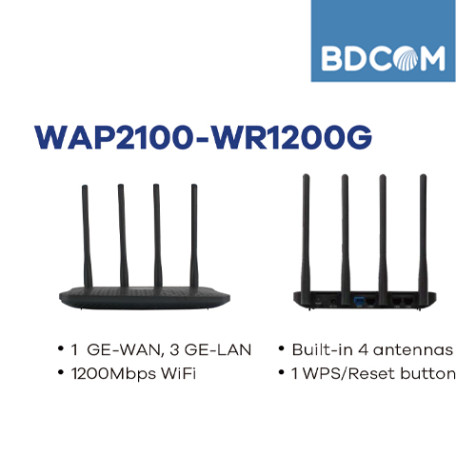 BDCOM WAP2100-WR1200G Dual-Band 1200Mbps WiFi Gigabit Router