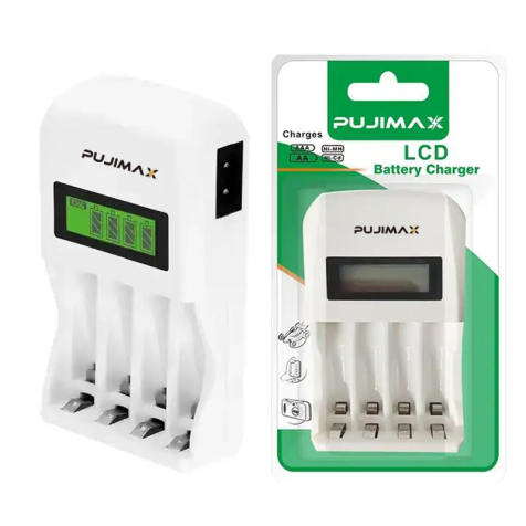 PUJIMAX 4-Slots Smart Battery Charger PJ-LCD003 LCD Display AA/AAA 1.2V NiMH Rechargeable Batteries