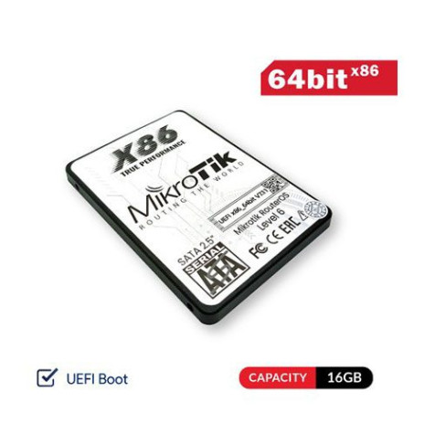 MikroTik 2.5in SATA 32GB SSD UEFI x86 RouterOS 64bit License (Pre-Install) Level 6